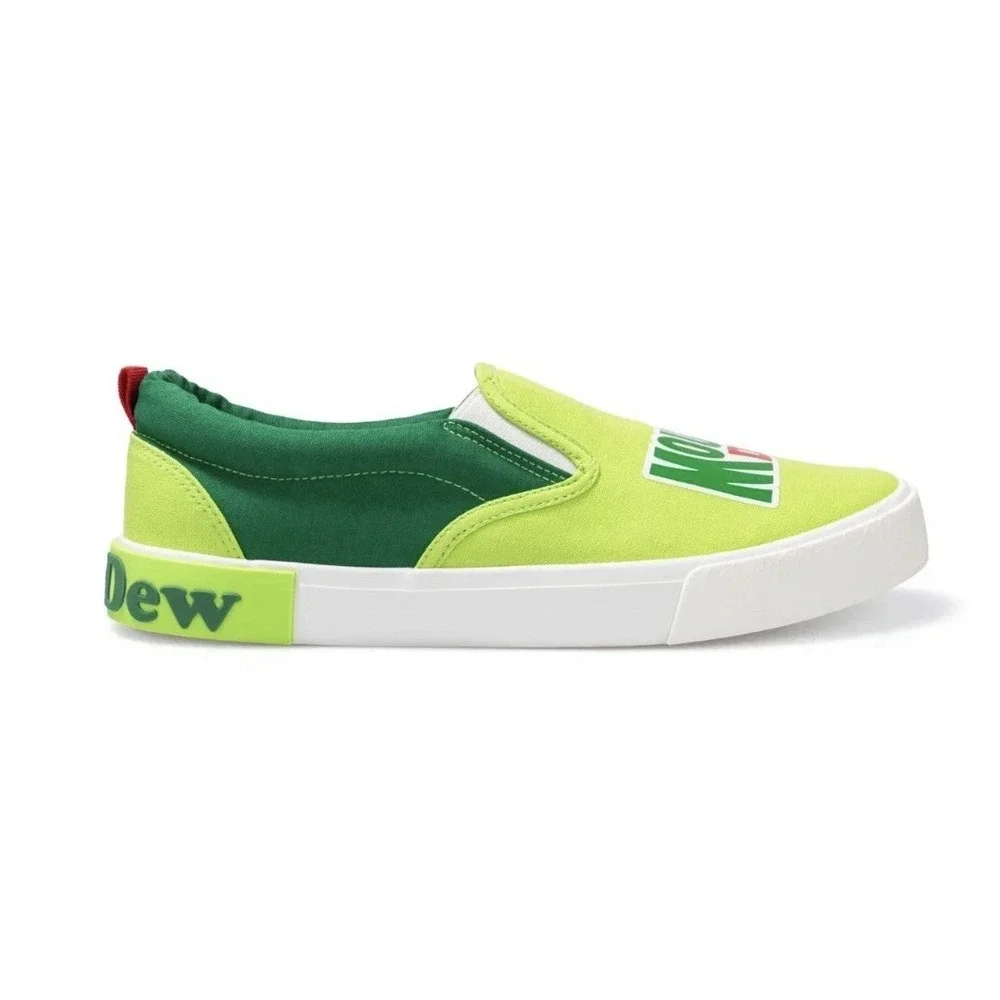 Mountain Dew Slip‎ On Sneakers Shoes Men's Sz 12 Green Yellow Classic Colors